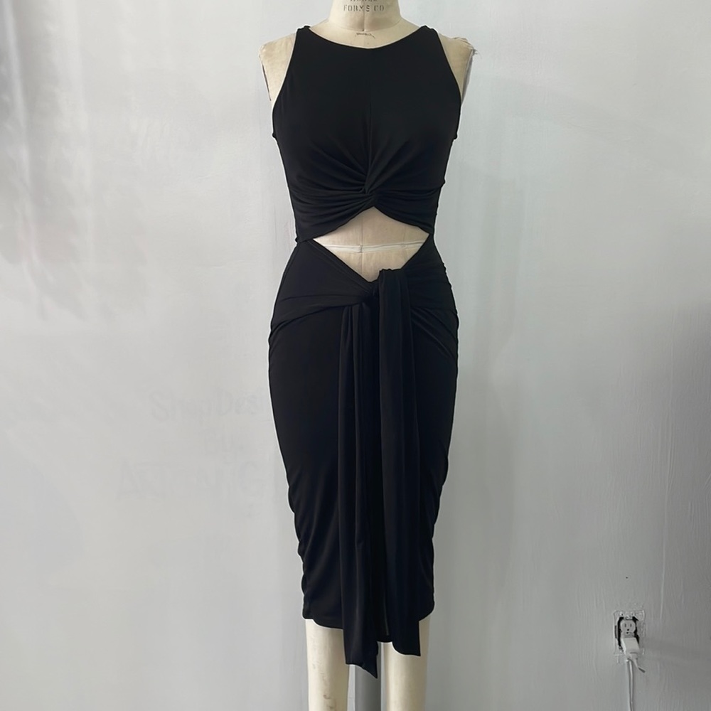 Cut Out Twist Front MIDI Dress